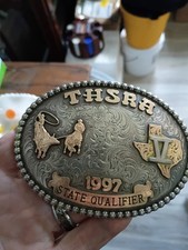 Solid Sterling Silver Cowboy Trophy Rodeo Style Belt Buckle Saddle Bronc Rider picture