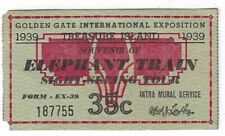 1939 Golden Gate Exposition Elephant Train Sight Seeing Ticket - World's Fair A2 picture