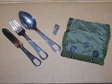 Mess Spoon Fork Knife Utensil & P38 USA Military USMC in Medic Pouch Case picture