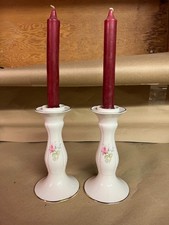 Vintage Donegal Irish Parian China Candlestick Holders Irish Rose Candles Incl. picture