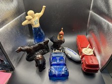 Vintage Avon Glass Cologne Bottle Lot 7 Footballer Car Blimp Dogs Bird  picture