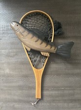 Vintage Wooden Trout Fish Net Racket - Nautical Wall Hanging Decor Man Cave Gift picture