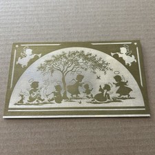 Vintage 1940s WW2 Naval Aviation Cadet Christmas Card Metallic Angel Silhouette picture