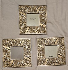 PIER 1  Ornate VNT-Style Photo Frames Set of 3 Gold/Silver 3×3 Gallery Wall GVC picture