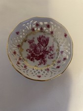 Schumann Bavaria Trinket 3” Bone China Dish Pink Roses Trimmed In Gold picture