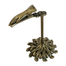 VTG Victorian Brass Hand Letter Card Holder Desktop Stand Spring Clip Japan 5