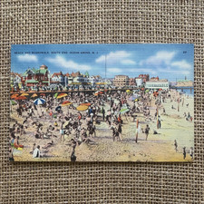 Ocean Grove New Jersey NJ Beach Boardwalk South End Umbrellas Unposted Postcard picture