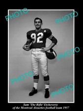 OLD POSTCARD SIZE PHOTO OF MONTREAL ALOUETTES FOOTBALL STAR SAM ETCHEVERRY 1957 picture