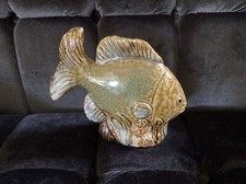 Fish Figurine Porcelain # 0564s Brown Teal Green 5” Tall picture
