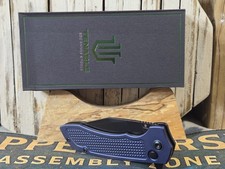 Tenable Entity Pocket Knife Blackwash 14C28N Blue Aluminum Checkered Texture picture