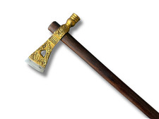 Handcrafted Tomahawk Axe with Brass Head | Tribal Style Decorative Display picture