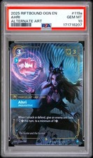 2025 RIFTBOUND: LEAGUE OF LEGENDS OGN-ORIGINS #119A AHRI - INQUISITIVE PSA 10 picture