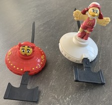 McDonalds Happy Meal 2x Figure Robot Spinning & Birdie on Spinning Top 1992/94 Vintag picture