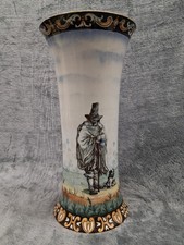 Antique Gien France Faience Jacques Callot Beggars Scroll Cylinder Vase 12