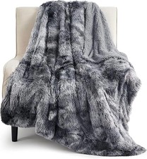 Bedsure Faux Fur Fluffy Fleece Sherpa Blanket Couch Throw Grey 50