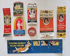 7 Vintage Old Sweet Georgia Brown Beauty Labels + Tin Valmor Black Americana picture