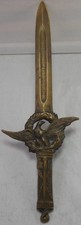 Antique La Fonderia Del Pigone Firenze Facist Brass Eagle Dagger Letter Opener picture