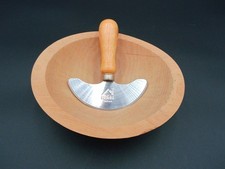 Vintage Hoan Taiwan Herb Chopping Knife and Wood Bowl Set picture