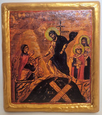 Resurrection of Jesus Christ Anastasis Byzantine Greek Orthodox Icon on Wood 163 picture