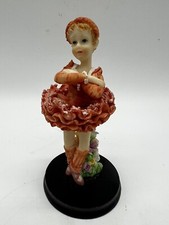 Beautiful Ballerina Figurine 5.75” With Salmon Colored Tutu And Hair Band picture