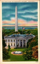 Vintage Linen Postcard White House Washington Monument Washington D.C. picture