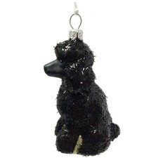 Black Glittered Poodle Dog Polish Glass Christmas Ornament Pet Animal Decoration picture
