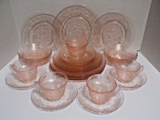 Vintage Jeannette Glass Co. Pink Depression Cherry Blossom 30 Pc Service for 6 picture