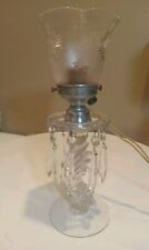Fostoria Baroque Pattern Chrystal Lamp W/  Prisms Scalloped Press Glass Shade picture