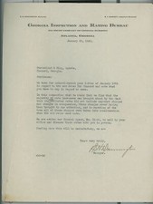 1940 Georgia Inspection and Rating Bureau Atlanta GA Letter RE: Ratings 165 picture