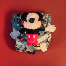 Disney Mickey Mouse, Three-Piece Travel Set, Plush Pillow Blanket, Blue Aldi NWT picture