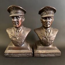 VINTAGE PAIR OF 1942 ROSE SANTORO GEN. DOUGLAS MACARTHUR BOOKENDS WWII US ARMY picture