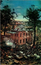 Civil War Battle of Atlanta GA 1864 Hurt House Plastichrome Postcard picture
