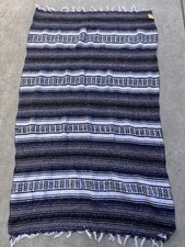 Frank’s Textiles Mexican Striped Blanket Throw Pink Gray Black, size 60/36 picture