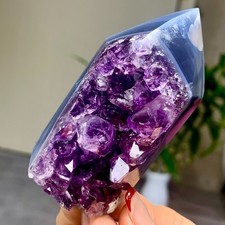 193G Natural Amethyst geode quartz cluster crystal specimen Healing D19 picture