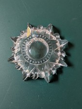 DePlomb Sunburst 24 Lead Crystal Votive Holder Clear Celestial Rays Elegant USA picture