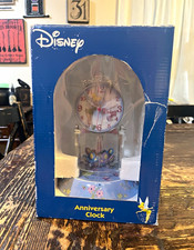 Disney Tinker Bell Glass Dome Anniversary Clock Vintage Porcelain Mantle W/ Box picture