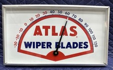 Nice Original Vintage ATLAS WIPER BLADES THERMOMETER Gas Oil Sign Mancave WOW picture