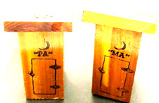 Outhouse MA & Pa salt & pepper shakers  Wooden Folk Art picture