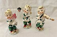 Vintage Geo Z Lefton Trio of Holly Christmas Carolers Figurines 1957 Nice picture