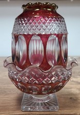 Ruby Red Flashed Fairy Lamp Candle Holder Westmoreland Wakefield Glass picture