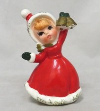 Vintage ARDCO Christmas Red Hair Girl w/ Bells Figurine Ceramic Japan RARE Angel picture