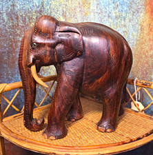 Large Heavy Vintage Carved Wooden Elephant Figurine - Hardwood - Sculpture  picture