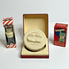 Vintage Gillette Tech Razor Ever-Ready Shaving Brush HIS Shaving Bowl Boxed Wet picture