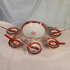 Datang Tatung Vintage Red Porcelain 16-Piece Soup Serving Set, Nice picture