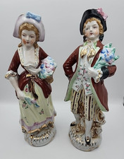 Vintage Porcelain Colonial Couple  Lady & Man Figurine Japan picture