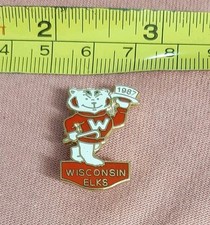 Vtg Wisconsin Elks 1987 Bucky Badger Enamel Lapel Pin BPOE Benevolent Protective picture