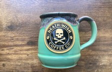 Death Wish Coffee Glaze Of Glory Mystery Mug Black Pink Green Deneen Pottery HTF picture