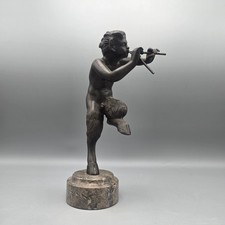 Vintage Grand Tour Style Bronze of Pan Playing Double Flutes picture