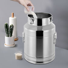28/35L Stainless Steel Can Milk Canister with Lid Milk Pot Bucket Gallon Milker  picture