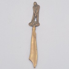 Vintage 1930s Brass Golfer Letter Opener Golf Desk Accessory Collectible picture